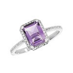 White Gold Amethyst And Diamond Ring