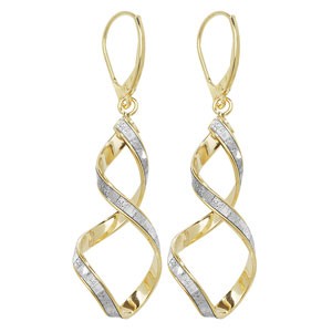 Stunning Yellow Gold Crystal Twist Earrings