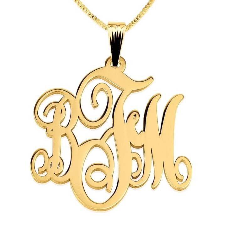 24k Gold Plated Monogram Necklace