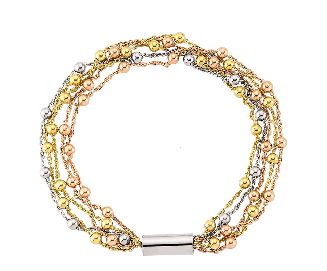 Tri Colour Gold Beaded Bracelet