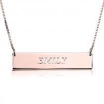 Rose Gold Fancy Initial Horizontal Bar Necklace