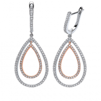 Silver and Rose Gold Plate CZ Double Cutout Earrings