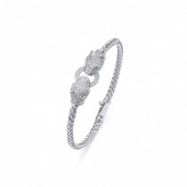 Silver Cubic Zirconia Panther Bangle