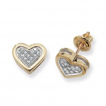 9ct Yellow Gold 0.12ct Diamond Heart Shaped Stud Earrings