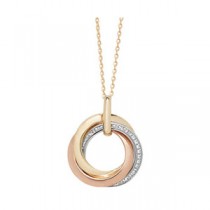 9ct Trio Gold Necklace And Crystal Circle Pendant