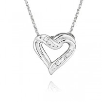 Silver Swarvoski Crystal Heart Necklace