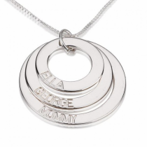Sterling Silver Engraved Rings Mother Necklace