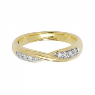 18CT Yellow Gold Diamond Crossover Ring
